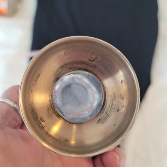 Crystal 12"  clear glass swung vase with Silver Stamped base 1960's V top taper - Picture 6 of 8